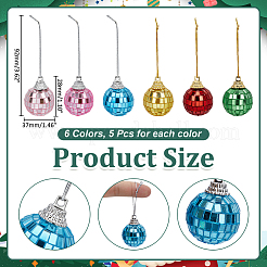 30 шт. подвесные украшения в виде диско-шаров из стекла и пены 6 цветов&nbsp;HJEW-ME0001-13