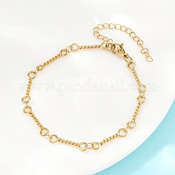 Braccialetti a catena con maglie intrecciate in acciaio inossidabile 304 per donna&nbsp;BJEW-A160-09G