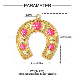 Pendentifs en acier inoxydable 304 avec émail rose foncé&nbsp;SA-OY003-28G