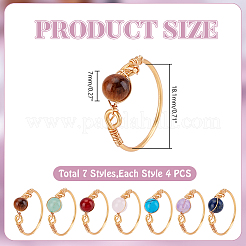 28 stücke 7 arten runde chakra natürliche & synthetische edelstein perlen finger ringe&nbsp;RJEW-HY00002