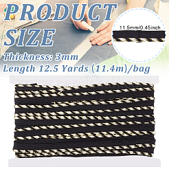 12.5ヤードのポリエステルリボン  斜めストライプのシングルエッジ  衣類用アクセサリー  ブラック  1/2インチ（11.5mm）&nbsp;OCOR-BC0005-29