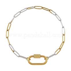 Braccialetti a catena a graffetta in acciaio inossidabile 304 bicolore da 3.5 mm con chiusura a vite&nbsp;BJEW-JB14354
