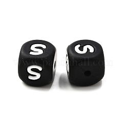 20 шт. черные кубические буквы силиконовые бусины 12x12x12 мм квадратные кубики алфавитные бусины с 2 мм отверстием прокладки свободные бусины с буквами для браслета ожерелья изготовления ювелирных изделий&nbsp;JX433S