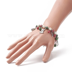 Эластичный браслет из бусин со стеклянным жемчугом BJEW-TA00250