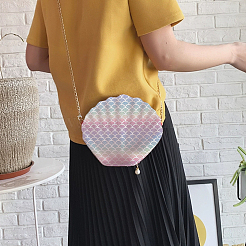 Блестящая голограмма из полиэстера с принтом русалки из рыбьей чешуи DIY-WH0304-480A