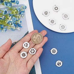 304ステンレススチールエナメルリンクコネクター  混合模様のフラットラウンド  ステンレス鋼色  14.5x18.5x2mm  穴：1.2mm  10模様  1個/模様  10個/箱&nbsp;STAS-SC0001-83P