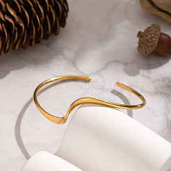 Minimalistische offene Manschettenarmbänder aus 304 Edelstahl in Wellenform für Damen&nbsp;LS-XJ3196