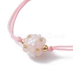 宝石編組ビーズのブレスレット  ガラスシードビーズで  花  内径：3-1/2インチ（9cm）&nbsp;BJEW-MZ00154
