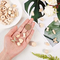 Perles de bois non finies et non teintes&nbsp;WOOD-NB0001-34