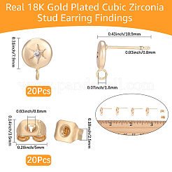 20 x Messing-Mikropflaster mit klaren Zirkonia-Ohrsteckern&nbsp;MAK-BBC0001-38