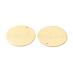 イオンプレーティング（IP）201ステンレスペンダント  フラットラウンド  ゴールドカラー  40x40x1mm  穴：2.2mm&nbsp;STAS-A056-10BG