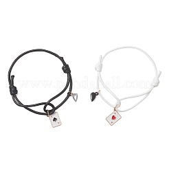 2 шт. браслет с подвеской в виде карты пик из эмалированного сплава&nbsp;BJEW-JB13424