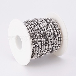 変色しにくい304ステンレススチールボールチェーン  スプールで  オーバル·ラウンド  ステンレス鋼色  6x3mm  3mm  約32.8フィート（10m）/ロール&nbsp;CHS-F003-08P-A