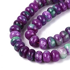 天然石ホワイトジェイドビーズ連売り  滑らかなロンデル  染め  ミディアムアクアマリン  12x7.5mm  穴：0.5~1.2mm  約48~56個/連  14.17~16.73インチ（36~42.5cm）&nbsp;G-Q613-02A-08