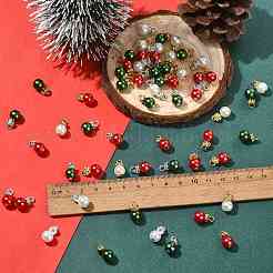60 шт. 3-цветные рождественские стеклянные жемчужные подвески&nbsp;PALLOY-FS00067