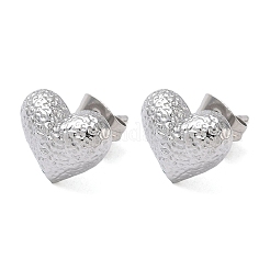 Серьги-гвоздики из нержавеющей стали 304 с текстурированным сердцем EJEW-G453-06P