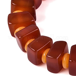 Braccialetti elasticizzati unisex in resina con perline quadrate e rondelle di agata naturale (tinta e riscaldata)&nbsp;BJEW-Q101-02A