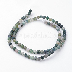 Природные моховой агат нитей бисера G-G735-62F-4mm