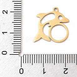 ステンレスペンダント201個  イルカチャーム  レーザー切断  18KGP本金メッキ  16.5x16.5x1mm  穴：1.4mm&nbsp;STAS-Q341-18G