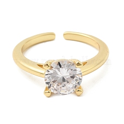 Латунные микропаве кубические цирконии манжеты открытые кольца для женщин&nbsp;RJEW-B160-04G