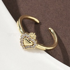 Латунные микро проложить манжеты кольца кубического циркония RJEW-H256-13G