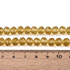ガラスビーズ連売り  多面カットそろばん  ロンデル  ゴールデンロッド  8x6mm  穴：1mm  約60~62個/連  39~40cm&nbsp;EGLA-A034-T8mm-D03