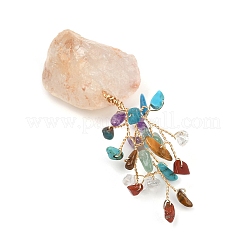 Натуральные смешанные драгоценные камни щепки дерево жизни витрина украшения&nbsp;AJEW-JD00015-02