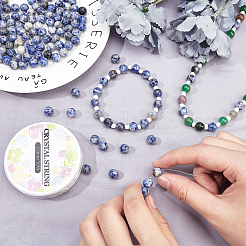 Perles de jaspe tache bleue naturelle&nbsp;G-AR0002-29