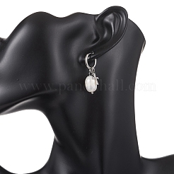 Натуральный культивированный пресноводный жемчуг рис с серьгами-кольцами EJEW-JE06744