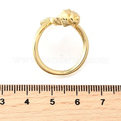 Anelli a polsino con tema oceano in ottone micro pavé di zirconi cubici per donna&nbsp;RJEW-F184-17E-G
