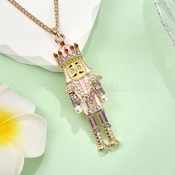 Ожерелья с подвеской в виде рождественского щелкунчика из сплава и эмали&nbsp;LS-NJEW-L048-01G-02