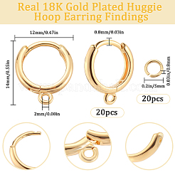 20 шт. латунная фурнитура для сережек-колец KK-BBC0014-57