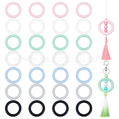 28 шт. 7-х цветные кольцевые силиконовые фокусные бусины SIL-NB0001-51