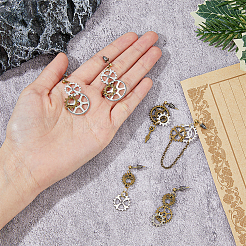 3 комплект из 3-х асимметричных серег с зубчатым колесом из сплава&nbsp;EJEW-FI0001-93