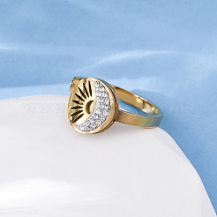 Нержавеющая сталь 304 с манжетными кольцами со стразами RJEW-Q020-03G