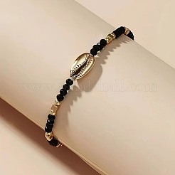 Браслеты на ногу из бисера из богемского стекла и натуральных ракушек каури&nbsp;FS-WG8F2C0-01