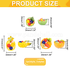 3 mini-fruit en PVC de 3 styles avec yaourt&nbsp;DJEW-OC0001-16
