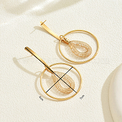 Железные серьги-гвоздики с полыми круглыми подвесками RS3089