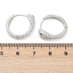 Серьги-кольца из латуни с зеленым кубическим цирконием EJEW-Q016-12P