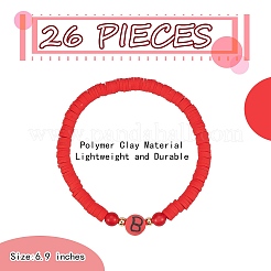 Набор эластичных браслетов ручной работы из полимерной глины с алфавитом и бусинами хейши BJEW-SZ0002-10