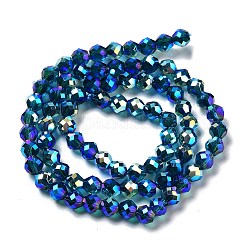 電気メッキガラスビーズセット  多面カット  双円錐形  マリンブルー  5.5~6x5mm  穴：1.2mm  約78~79個/連  15.35~15.55''（39~39.5センチメートル）&nbsp;GLAA-A014-02G