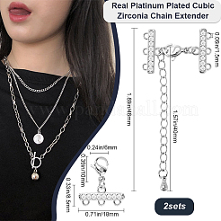 2 шт. латунный микропаве прозрачный кубический цирконий удлинитель цепи&nbsp;KK-BBC0013-58