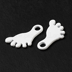 スプレー塗装された201ステンレススチールチャーム  足跡チャーム  ホワイト  12x8x1mm  穴：1.8mm&nbsp;STAS-I672-02A