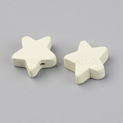 塗装天然木ビーズ  無鉛の  スター  ベージュ  14x15.5x6mm  穴：1.2mm&nbsp;X-WOOD-T021-41A