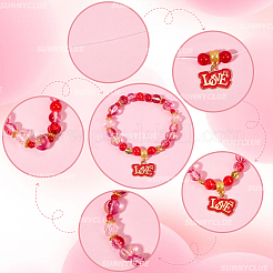 DIY-Schmucksets für Stretch-Armbänder mit Glasperlen zum Thema Valentinstag&nbsp;DIY-SC0028-68