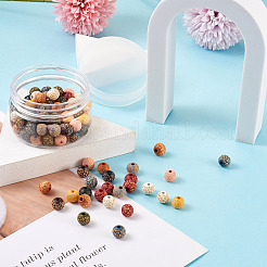 100шт 10 цвета окрашенные бусины из натурального дерева WOOD-TA0001-59