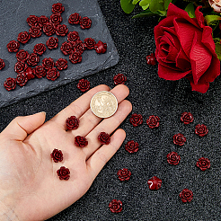 不透明樹脂ビーズ50個。  花  暗赤色  13x6.5mm  穴：1.5mm&nbsp;RESI-DC0001-59