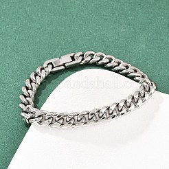 Браслеты из кубинской цепочки из нержавеющей стали 304&nbsp;BJEW-G766-01P-02