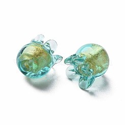 Ручная работа золотой фольги Lampwork бисер&nbsp;FOIL-T004-04A