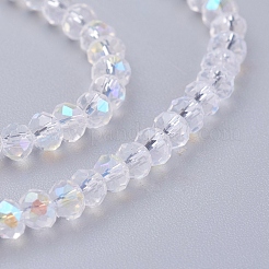 電気メッキガラスビーズ連売り  ABカラー  多面カット  ロンデル  クリアAB  3x2mm  穴：0.5mm  約105~110個/連  29~31cm&nbsp;X-EGLA-J047-3x2mm-AB03